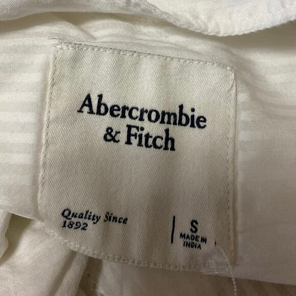 Abercrombie & Fitch Women's White Striped Long Sleeve Button Up Shirt Top Size S - Picture 3 of 4